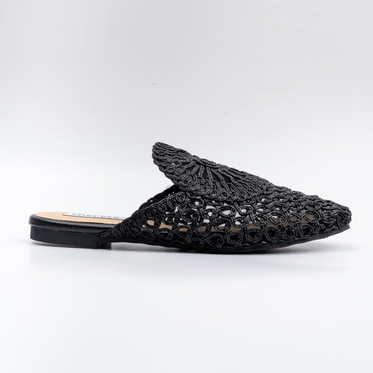 Dear Diana - Black Crochet Mules