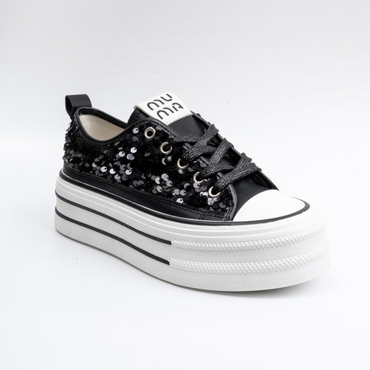 Party Shoes - Black Sequin Partywear Sneakers