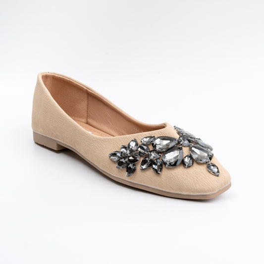 Shine Like A Diamond - Beige Partywear Ballerinas