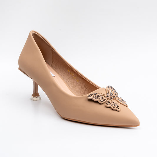 Give Me Butterflies - Beige Partywear Heels