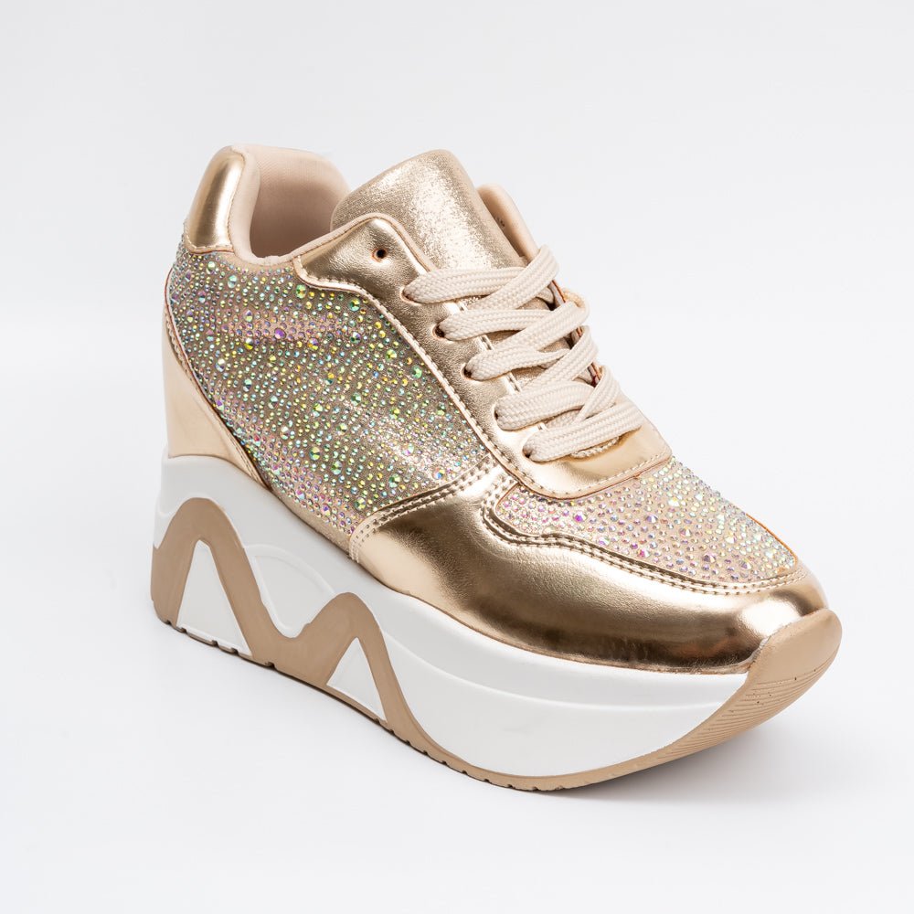 Rock The Party - Gold Partywear Sneakers . - view 3