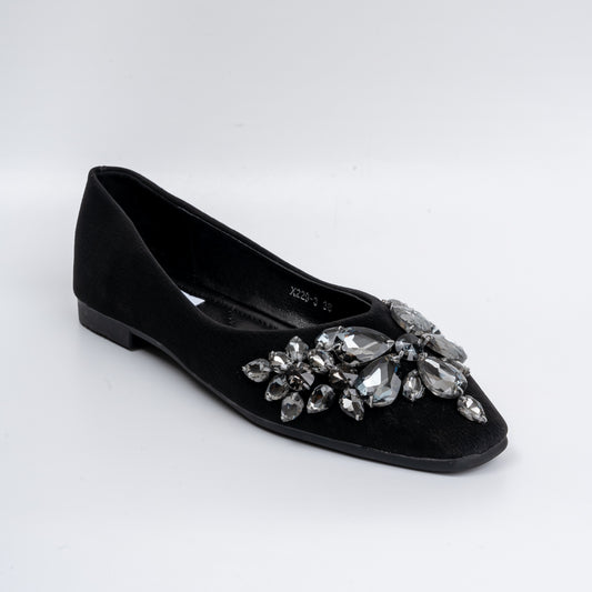 Shine Like A Diamond - Black Partywear Ballerinas