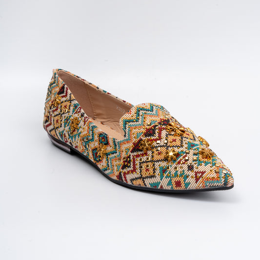 Aztec Lore - Brown Embellished Loafers