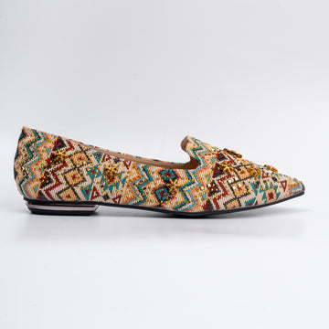 Aztec Lore - Brown Embellished Loafers