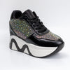Rock The Party - Black Partywear Sneakers with Fancy Upper with Rhinestones
