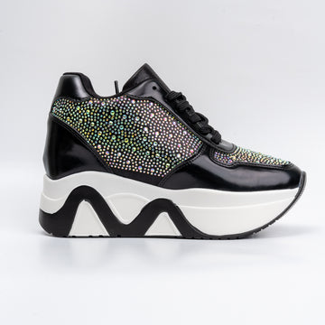 Rock The Party - Black Partywear Sneakers with Fancy Upper with Rhinestones