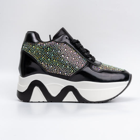 Rock The Party - Black Partywear Sneakers with Fancy Upper with Rhinestones
