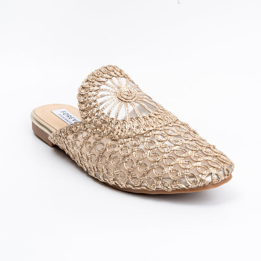 Dear Diana - Gold Crochet Mules