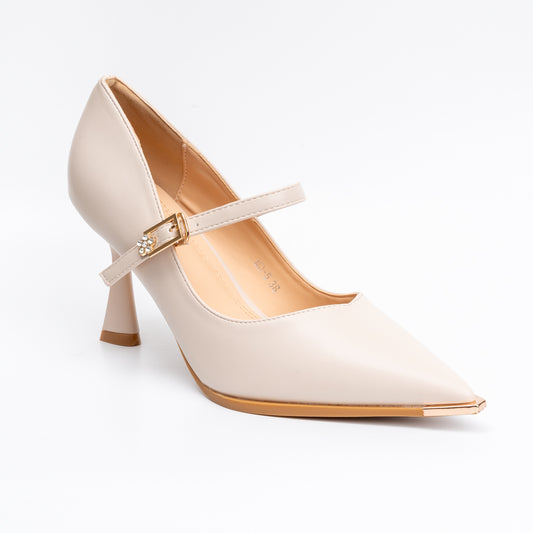 Miss Academia - Beige Formal Pencil Heels
