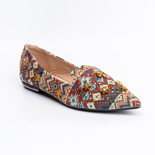 Aztec Lore - Maroon Embellished Loafers
