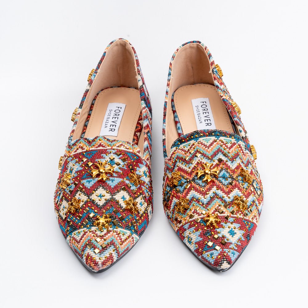Aztec Lore - Maroon Embellished Ballerina - view 4