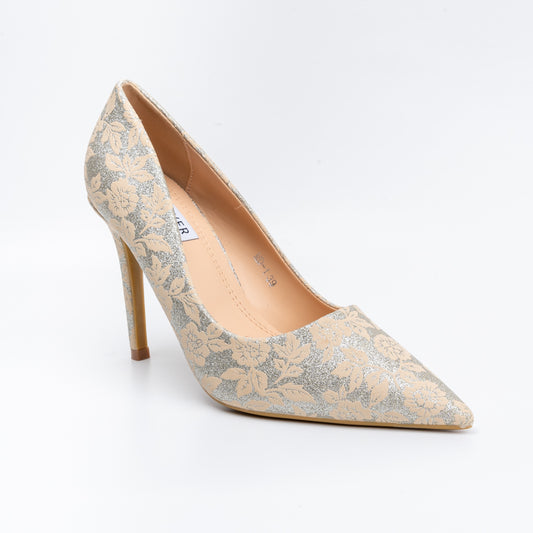 Floral Aura - Gold Partywear Pumps