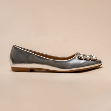 Glistening Aura - Silver Partywear Ballerinas