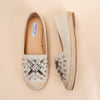 Diamante Flora - Beige Embellished Partywear Loafers