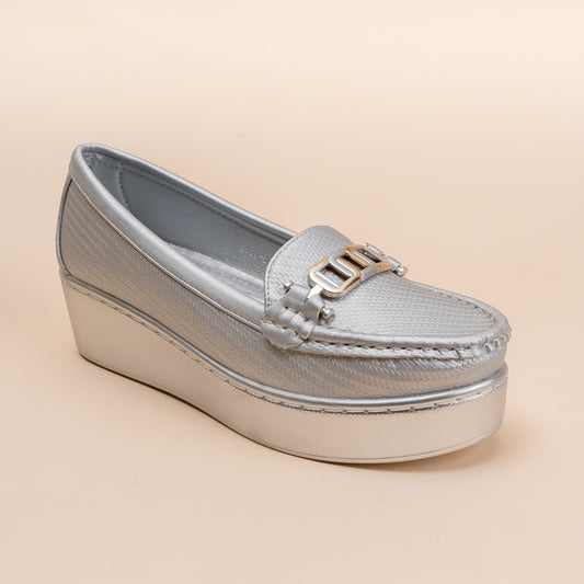 Boss Babe - Silver Partywear Loafers