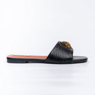 Dracarys - Black Faux Snake Skin Flats - view 4