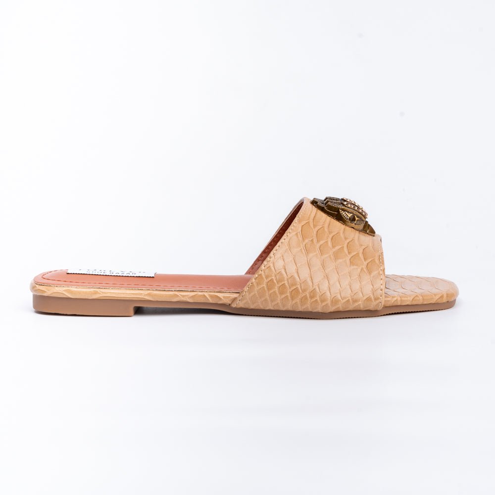 Dracarys - Khaki Faux Snake Skin Flats - view 3