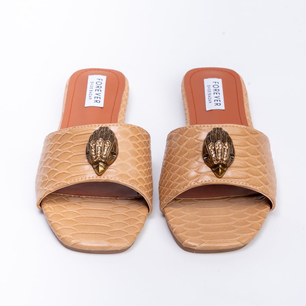 Dracarys - Khaki Faux Snake Skin Flats - view 6