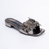 Flowers From Hell 2.o - Gun Metal Elegant Small Heel Slipper