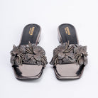 Flowers From Hell 2.o - Gun Metal Elegant Small Heel Slipper - view 4