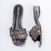Flowers From Hell 2.o - Gun Metal Elegant Small Heel Slipper
