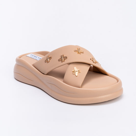 Bee-lieve In Yourself - Beige Cross Slides
