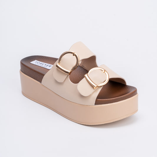 Cocooned In Comfort - Beige Casual Platform Heel