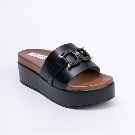 Couch Potato - Black Casual Platform Heel