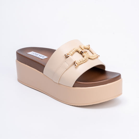Couch Potato - Beige Casual Platform Heel