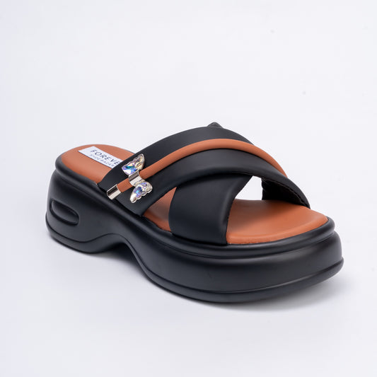 Nothing's Comfier - Black Casual Platform Heel