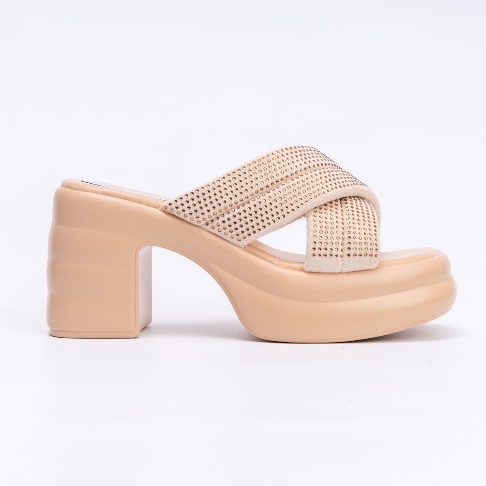 Where's My Wine?  - Beige Partywear Block Heels