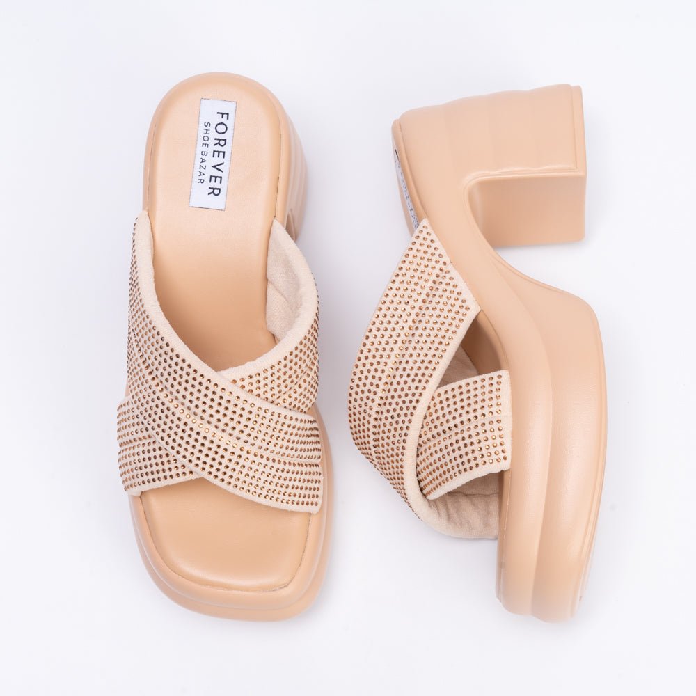 Where's My Wine?  - Beige Partywear Block Heels - view 5