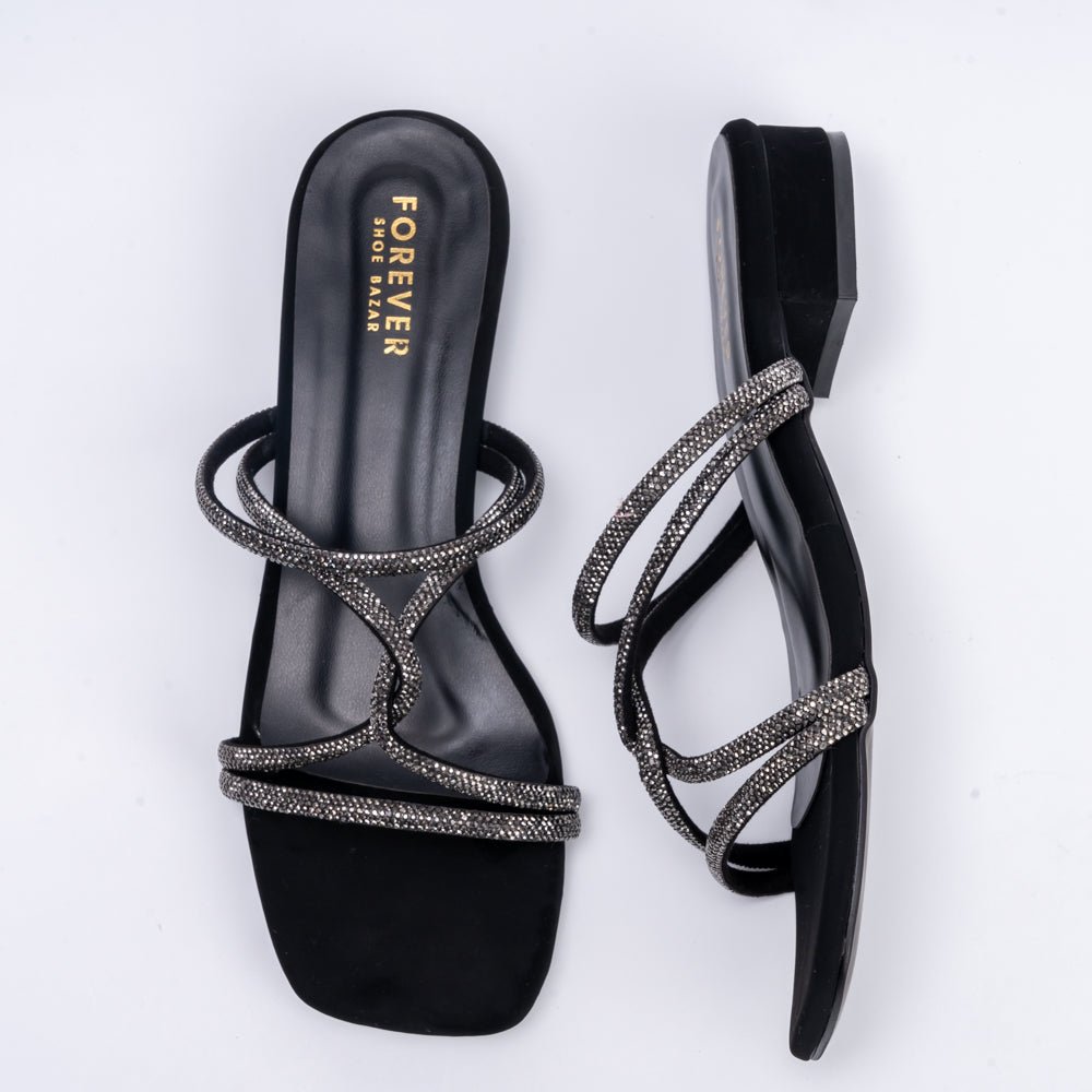 Do You Fancy? - Rhinestone Black Flats - view 7