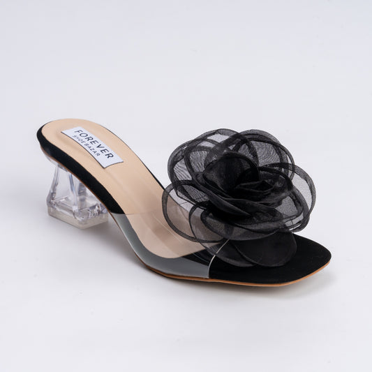 Blushing Floral Muse - Black Casual Slipper