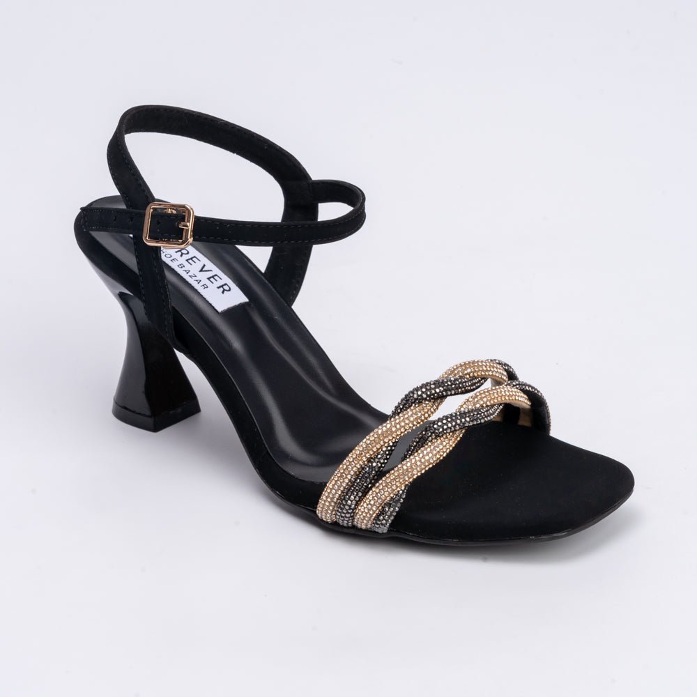 And We Twist - Black Partywear Rhinestone Heels - view 3