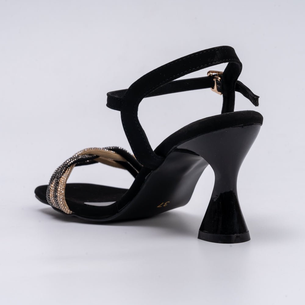 And We Twist - Black Partywear Rhinestone Heels - view 4
