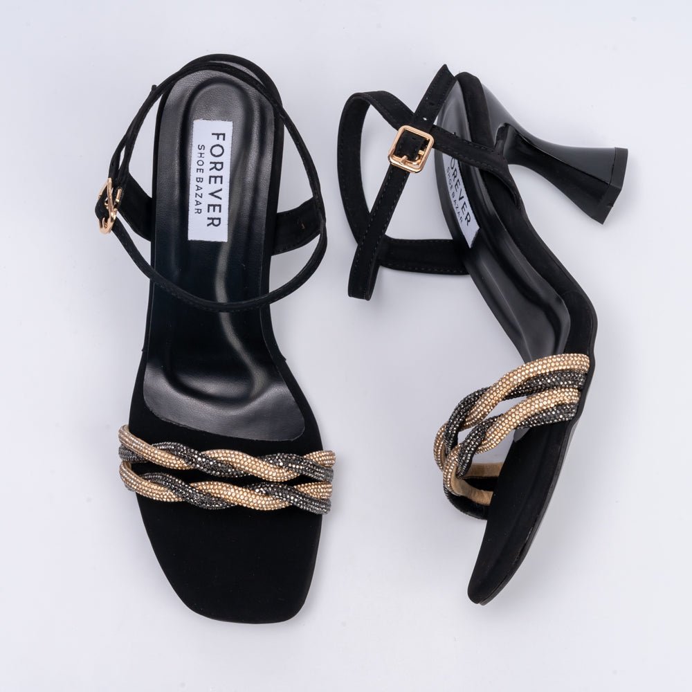 And We Twist - Black Partywear Rhinestone Heels - view 6