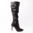 Cobra Reign - Black Snakeskin Knee High Boots