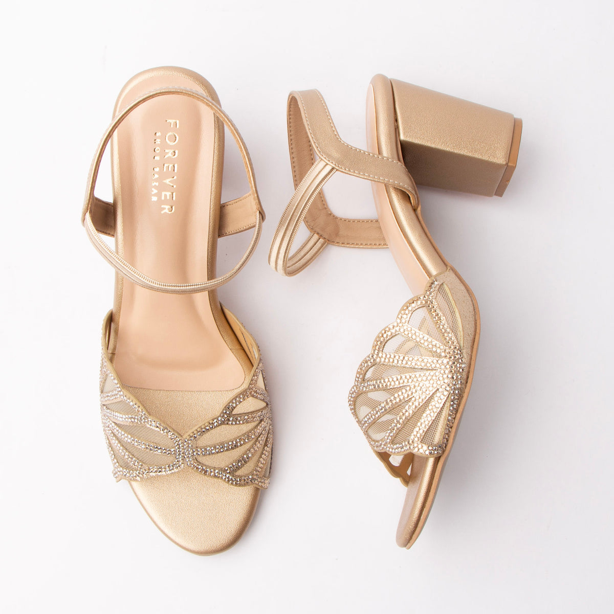 Butterfly Effect - Gold Block Heels - view 4