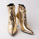 Scrunch Hour - Gold Ruched Ankle Boots - view 4