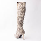Cobra Reign - Off White Snakeskin Knee High Boots - view 3