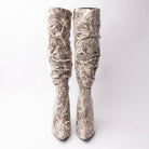Cobra Reign - Off White Snakeskin Knee High Boots - view 5