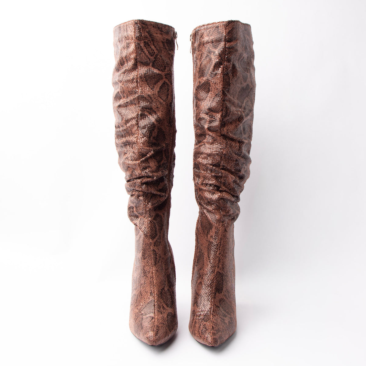 Cobra Reign - Brown Snakeskin Knee High Boots - view 5