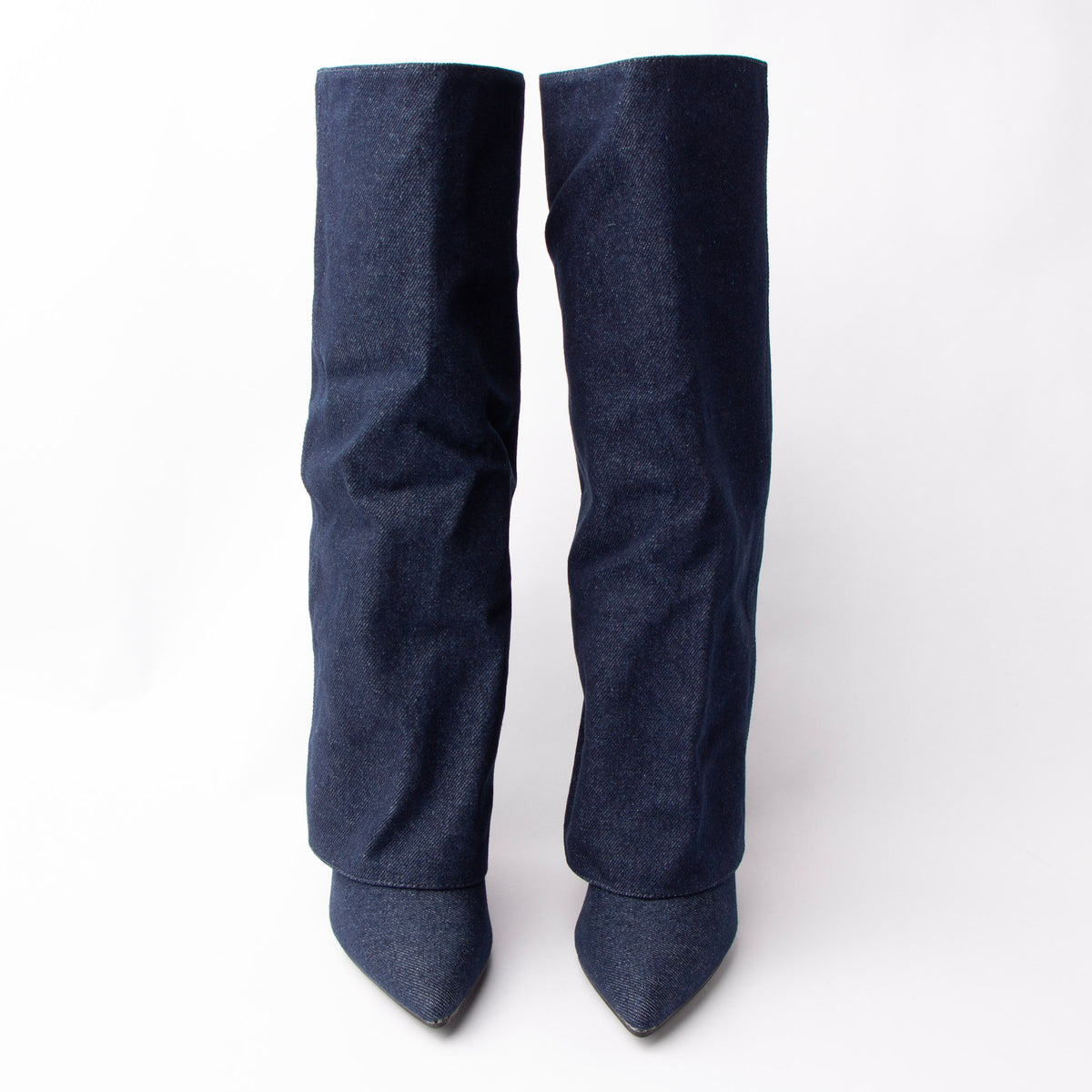 Denim Daze - Navy Fold Over Knee High Boots - view 5