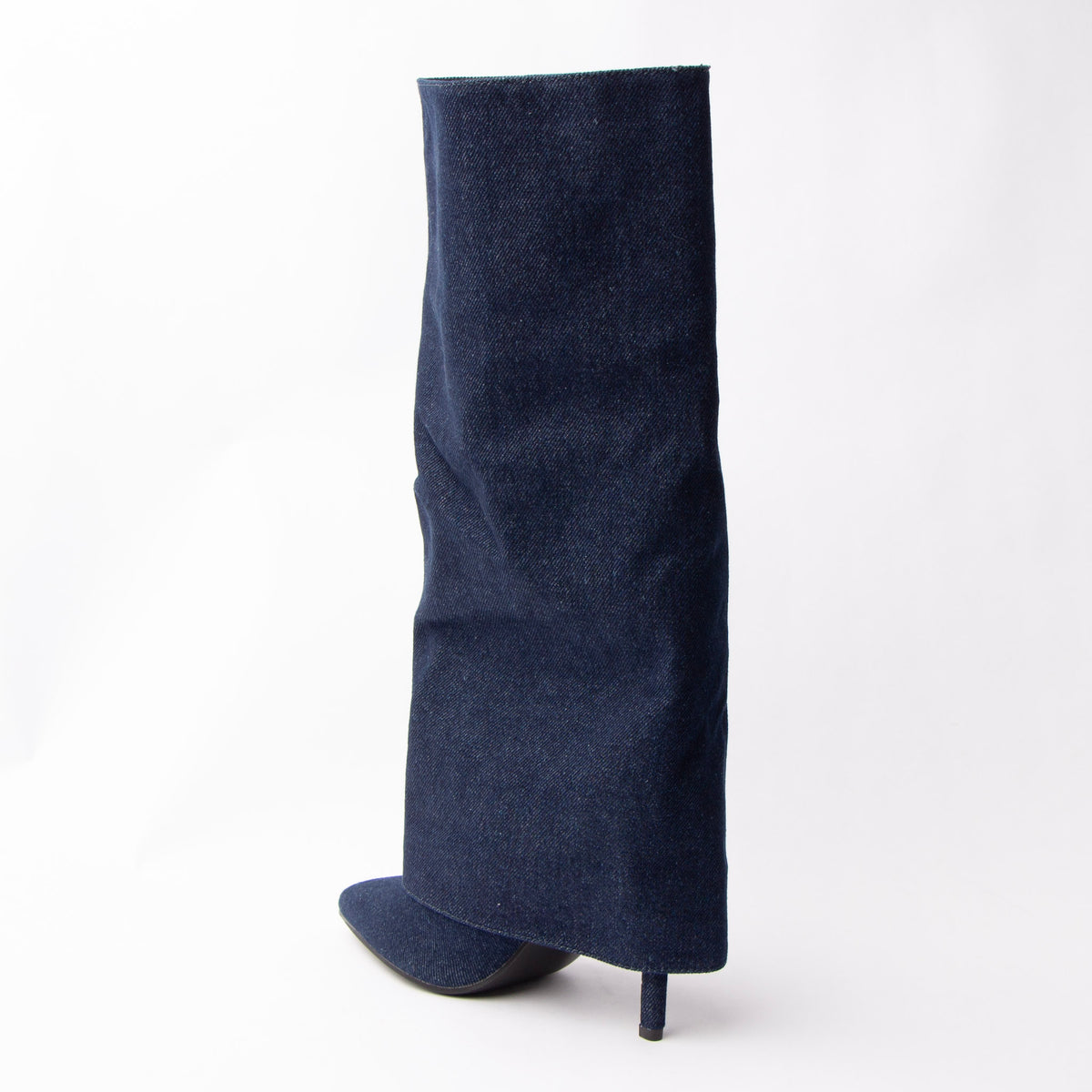 Denim Daze - Navy Fold Over Knee High Boots - view 3