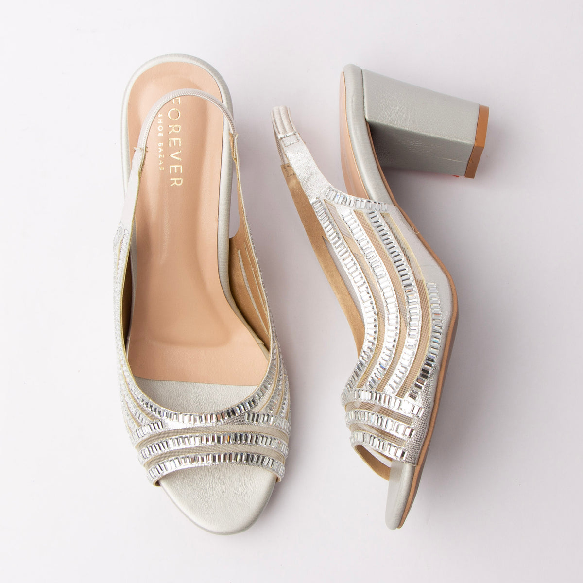 Shimmer Stack - Silver Block Heels - view 4