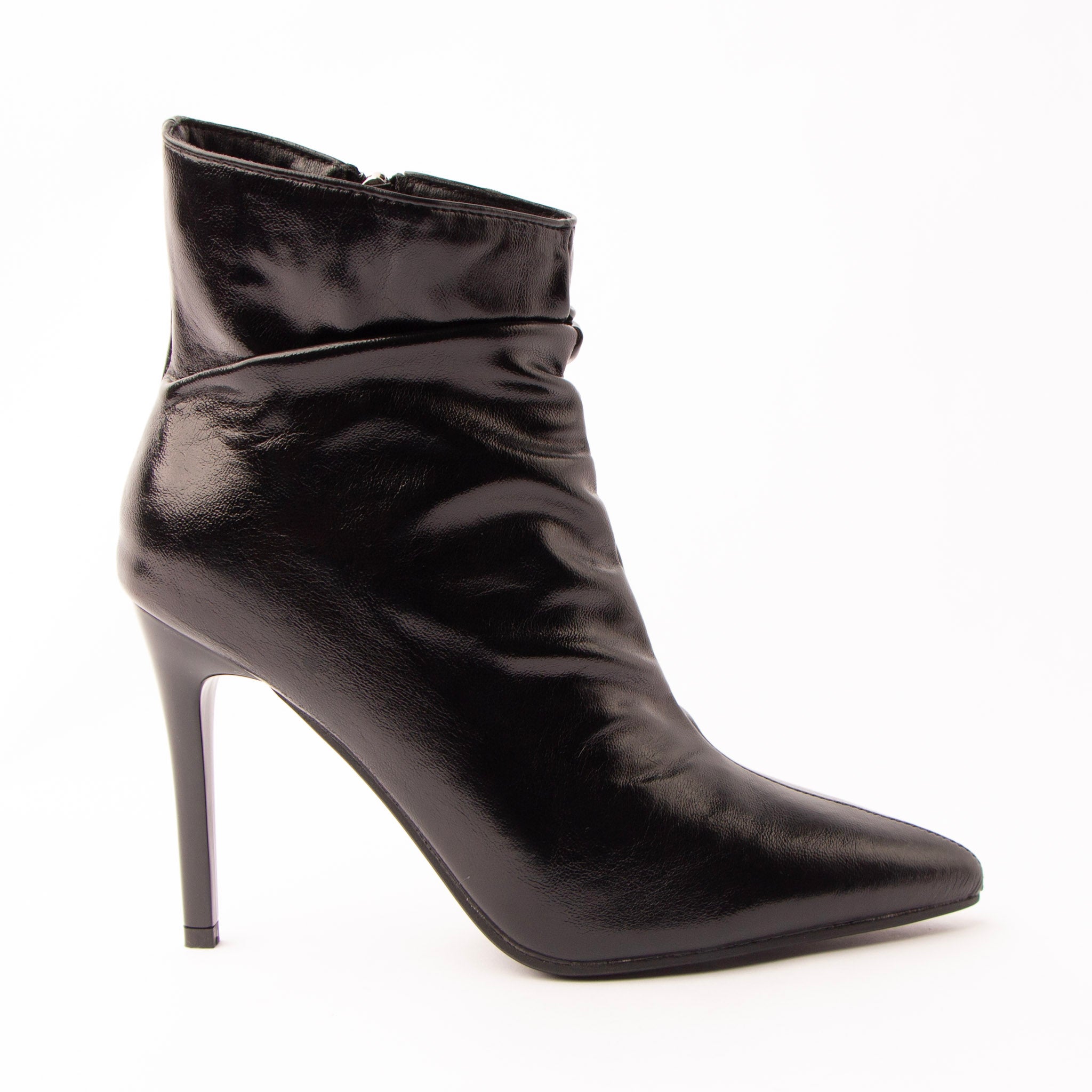 Scrunch Hour - Black Ruched Ankle Boots