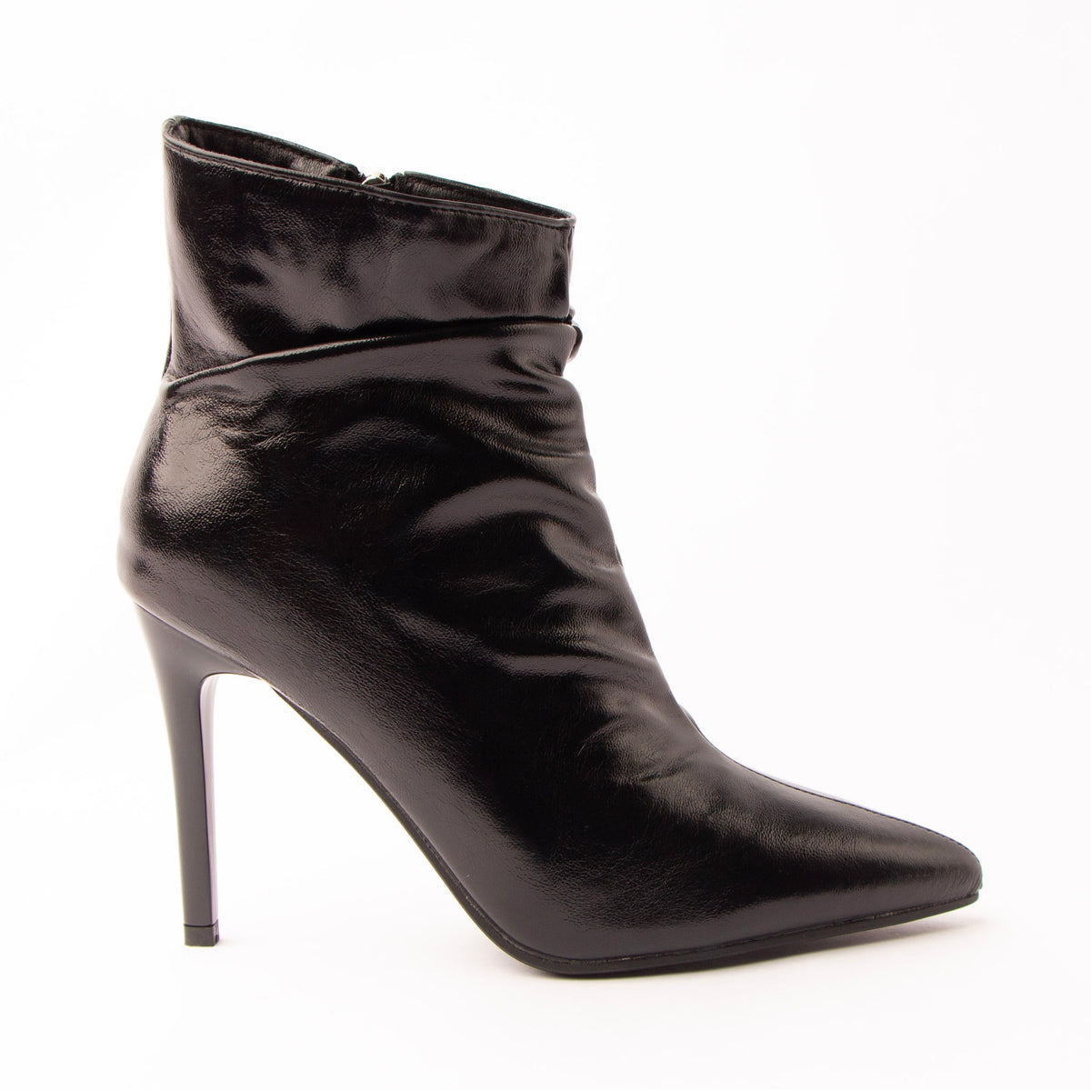 Scrunch Hour - Black Ruched Ankle Boots