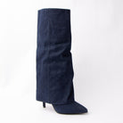 Denim Daze - Navy Fold Over Knee High Boots - view 2
