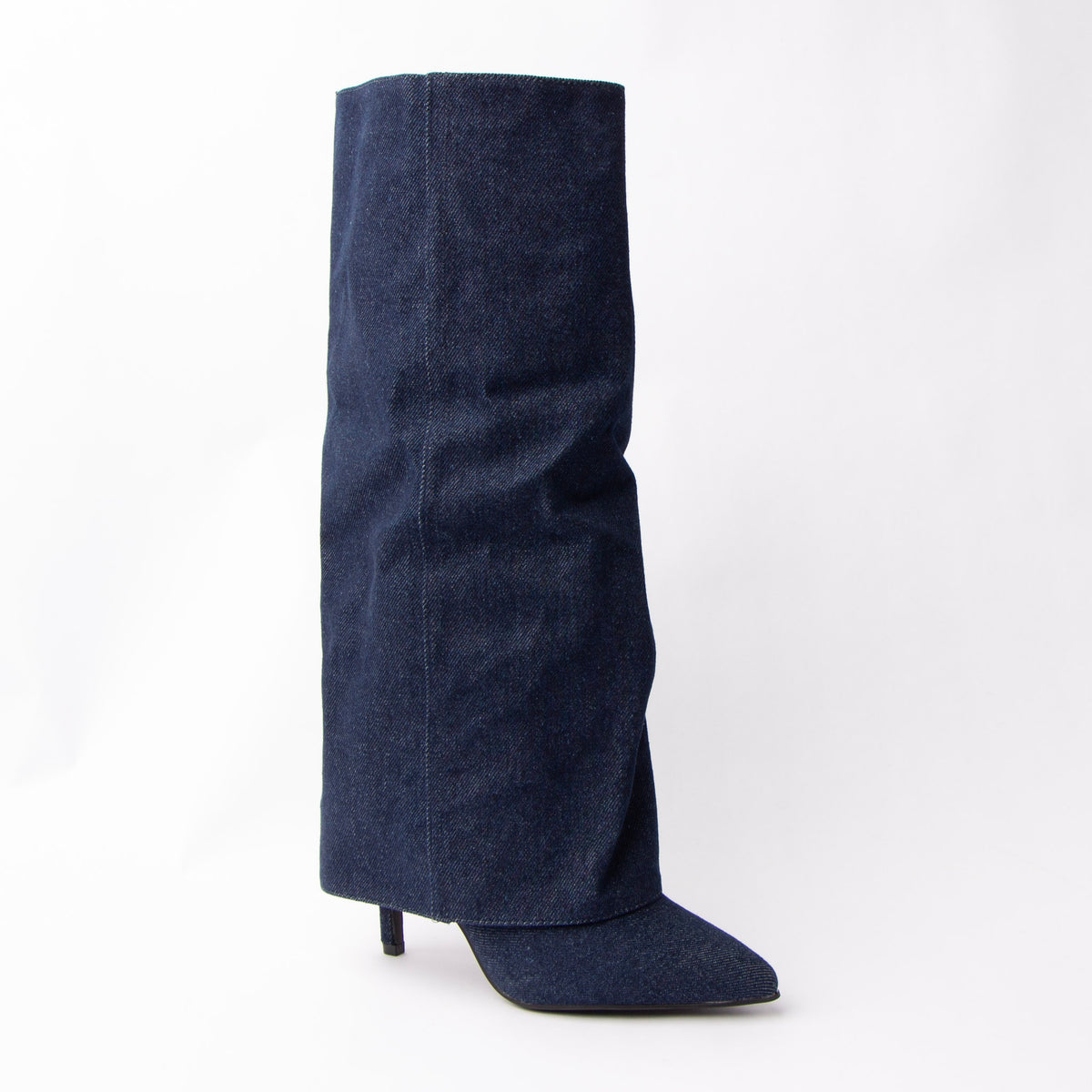 Denim Daze - Navy Fold Over Knee High Boots - view 2